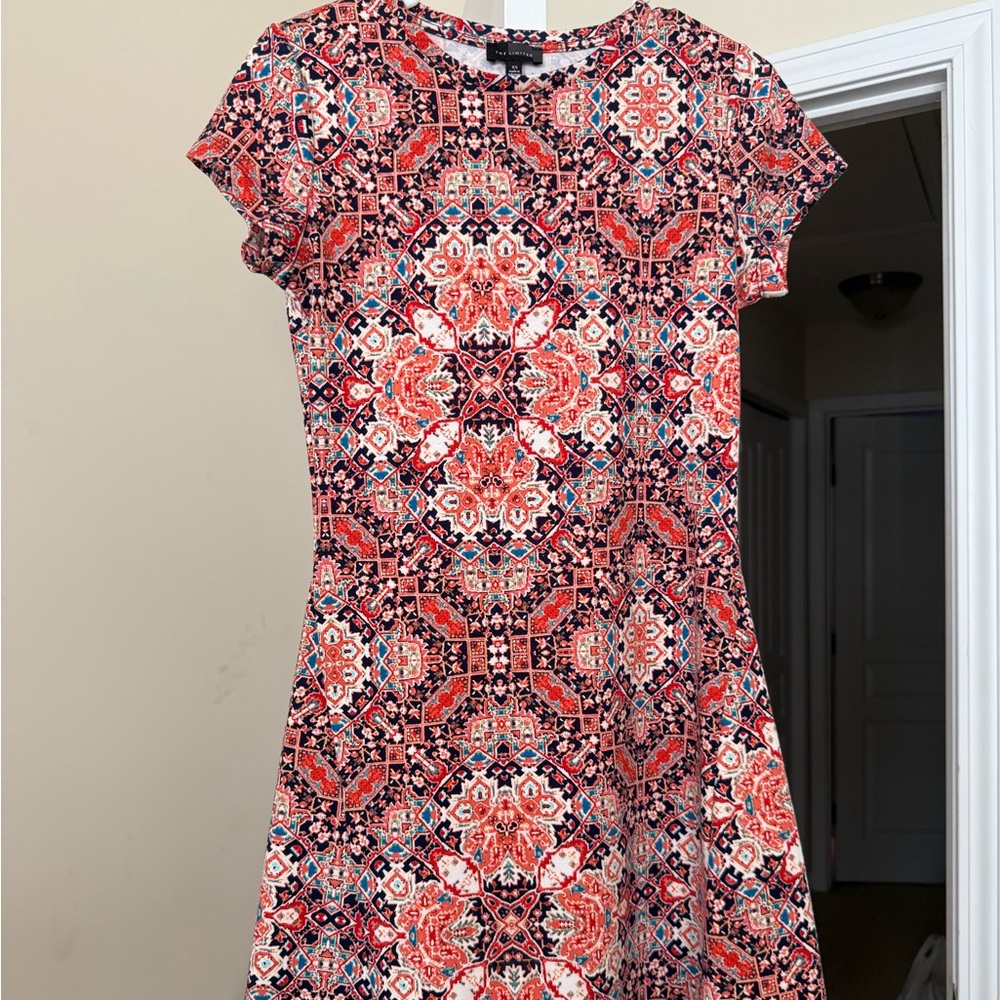 The Limited Red and Blue Patterned Mini Dress